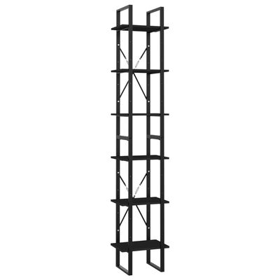 vidaXL 6-poschodová knižnica čierna 40x30x210 cm drevotrieska
