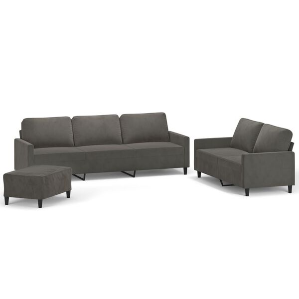 vidaXL 3-dielna sedacia s&uacute;prava s vank&uacute;&scaron;mi tmavosiv&aacute; zamat