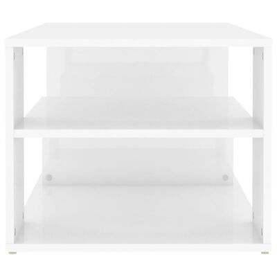 vidaXL Konferenčný stolík, lesklý biely 100x50x40 cm drevotrieska