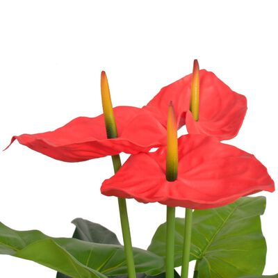 vidaXL Umelá rastlina, antúria s kvetináčom 90 cm, červená a žltá
