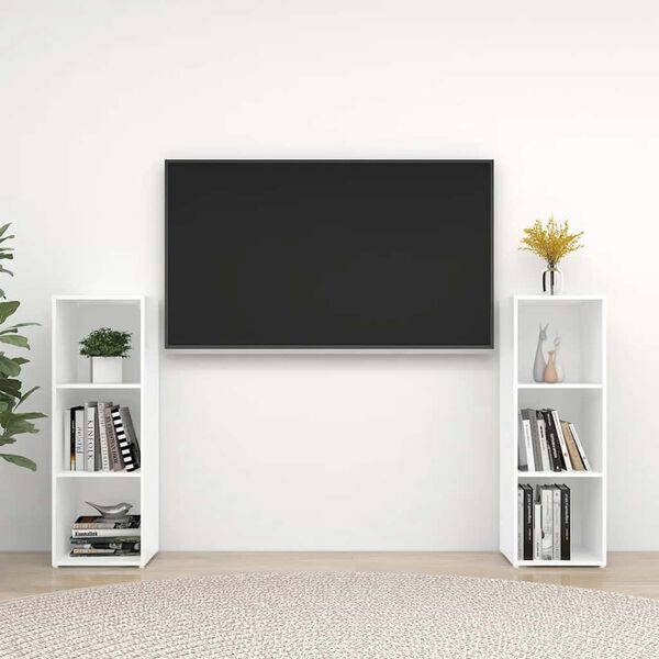 vidaXL TV skrinky 2 ks biele 107x35x37 cm drevotrieska