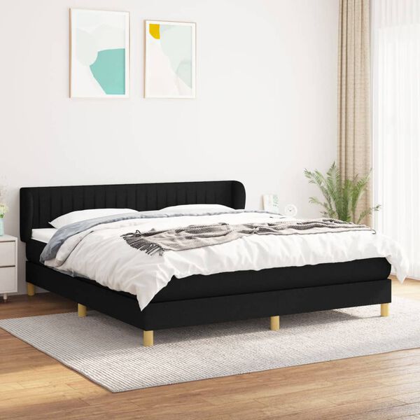 vidaXL Posteľn&yacute; r&aacute;m boxspring s matracom čierny 160x200 cm l&aacute;tka