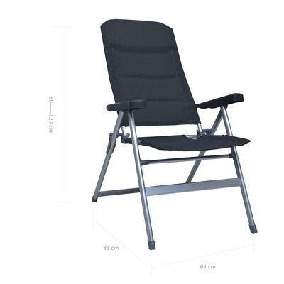 vidaXL Sklápacie záhradné stoličky 2 ks, hliník, čierne