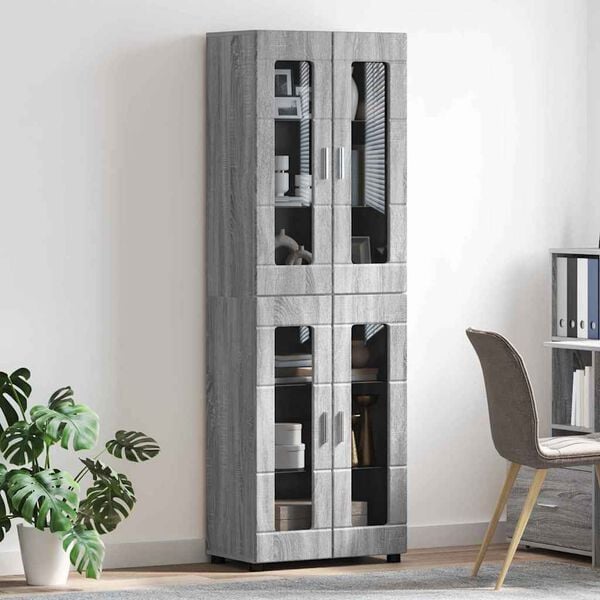 vidaXL Highboard FLORIN Siv&yacute; Sonoma 60 x 35 x 182 cm Kompozitn&eacute; drevo