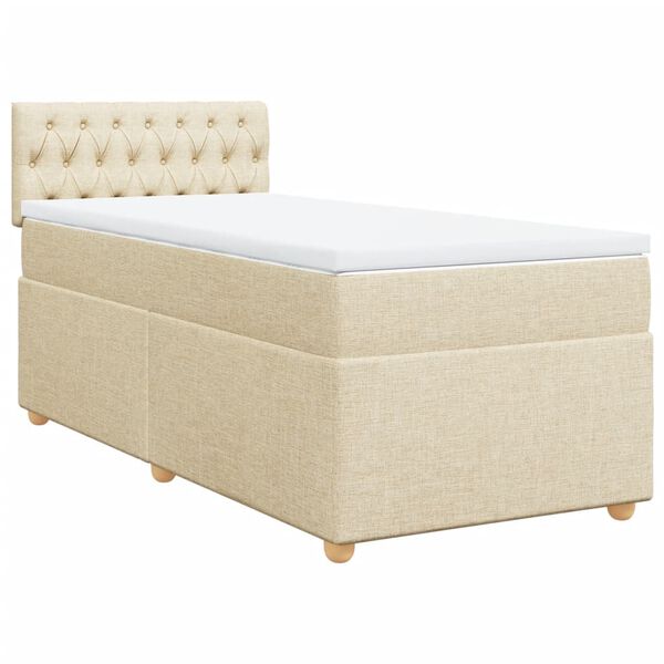 vidaXL Boxspring posteľ s matracom krémová 100x200 cm látka