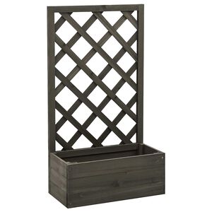 vidaXL Z&aacute;hradn&yacute; kvetin&aacute;č s mriežkou siv&yacute; 50x25x90 cm mas&iacute;vne jedľov&eacute; drevo