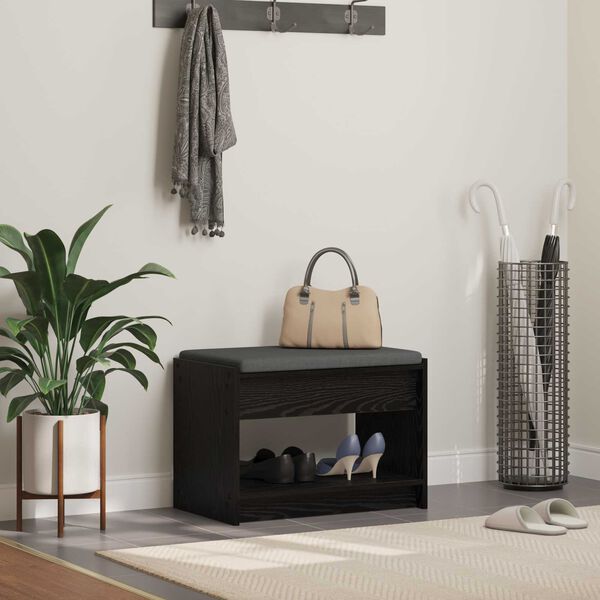 vidaXL Predsieňov&aacute; lavica s vank&uacute;&scaron;om Čierny Dub 63 x 38 x 45 cm