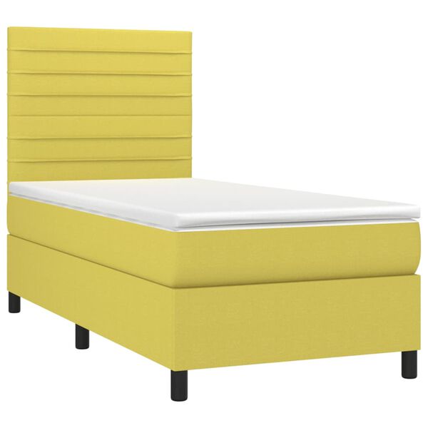 vidaXL Posteľ boxsping s matracom a LED zelen&aacute; 90x190 cm l&aacute;tka