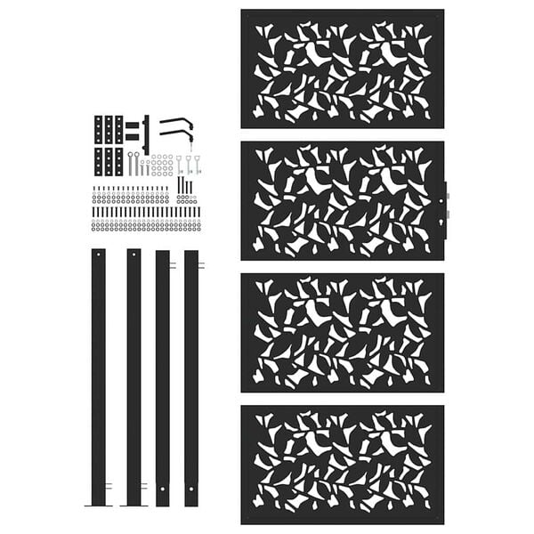 vidaXL Záhradná brána čierna 100x200 cm oceľový dizajn s krídlovým dizajnom