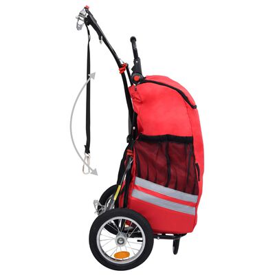 vidaXL Skladací príves za bicykel s taškou na potraviny červeno-čierny