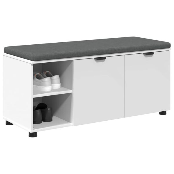 vidaXL Predsieňov&aacute; lavica s vank&uacute;&scaron;om s poličkou Biely 100 x 38 x 46 cm