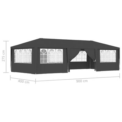 vidaXL Profesionálny párty stan+bočné steny 4x9 m, antracitový 90 g/m²