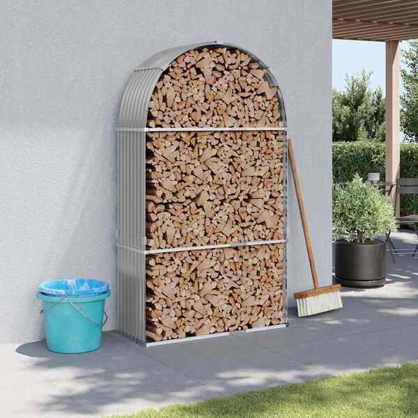 vidaXL Držiak na polená bledosivý 120x45x210 cm pozinkovaná oceľ