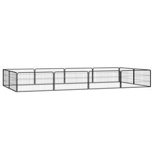 vidaXL Ohr&aacute;dka pre psov 12 panelov čierna 100x50 cm pr&aacute;&scaron;kovan&aacute; oceľ