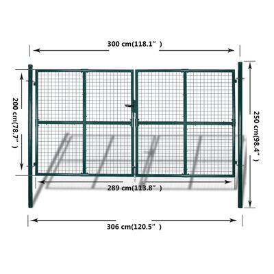 Záhradná bránka do plotu s mrežou 289 x 200 cm / 306 x 250 cm