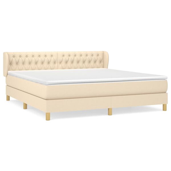 vidaXL Posteľn&yacute; r&aacute;m boxspring s matracom kr&eacute;mov&yacute; 180x200 cm l&aacute;tka