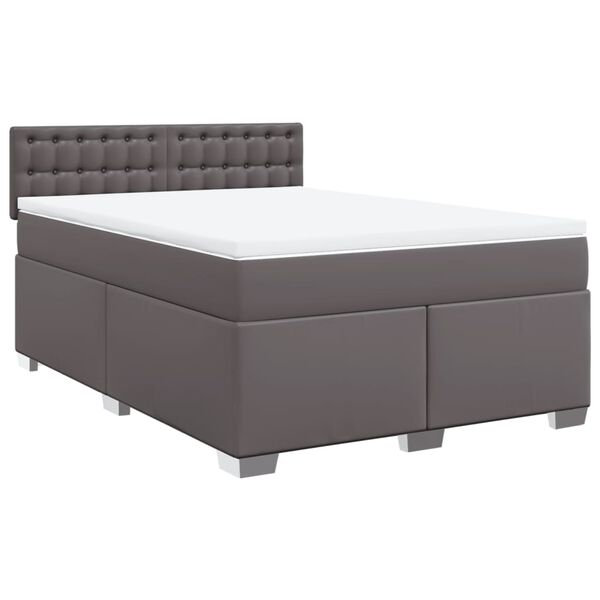vidaXL Boxspring posteľ s matracom sivá 140x200 cm umelá koža