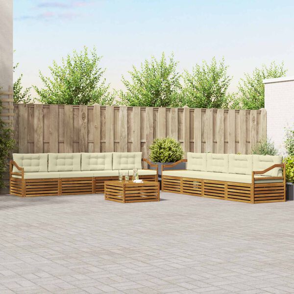 vidaXL Z&aacute;hradn&aacute; s&uacute;prava gaučov s vank&uacute;&scaron;om 9 pcs Pr&iacute;rodn&aacute; a kr&eacute;mov&aacute;