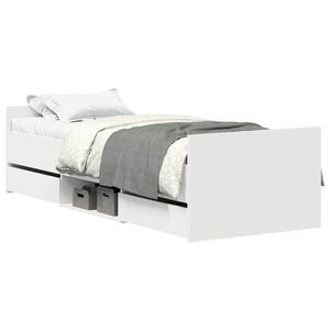 vidaXL Posteľn&yacute; r&aacute;m s predn&yacute;m a zadn&yacute;m čelom, biely 100x200 cm