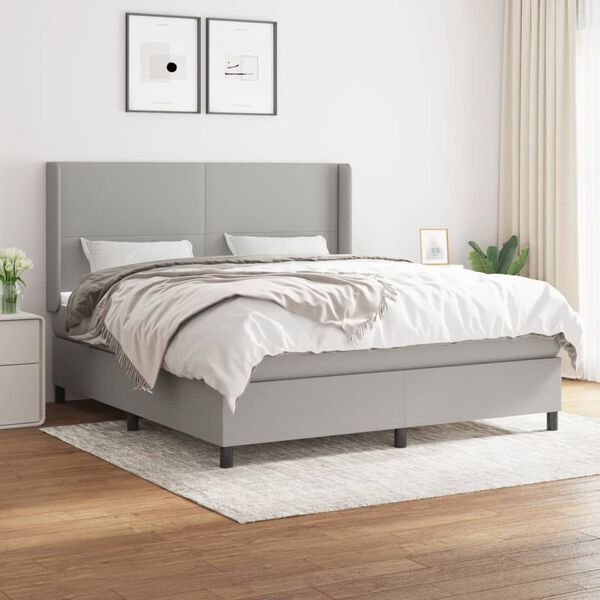 vidaXL Boxspring posteľ s matracom svetlosiv&aacute; 100x200 cm l&aacute;tka