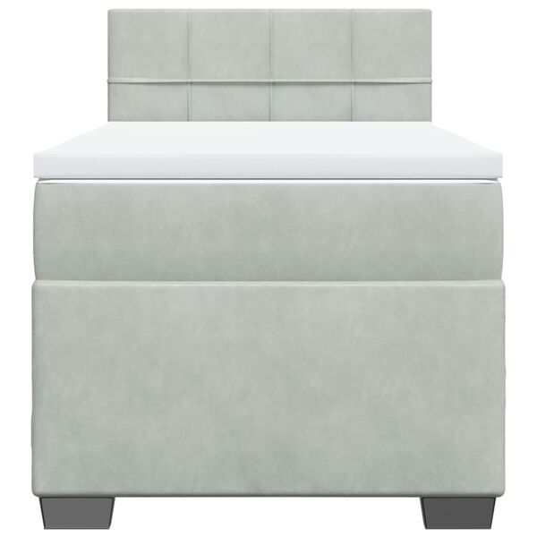 vidaXL Posteľný rám boxsping s matracom bledosivý 100x200 cm zamat