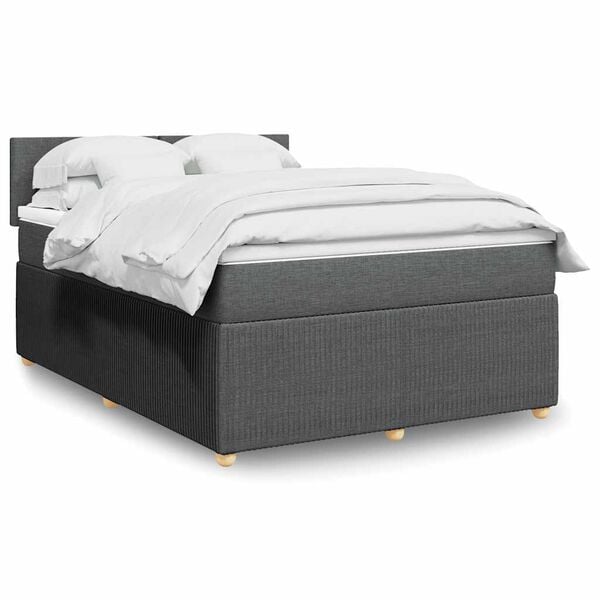 vidaXL Boxspring posteľ s matracom tmavosiv&aacute; 140x200 cm l&aacute;tka