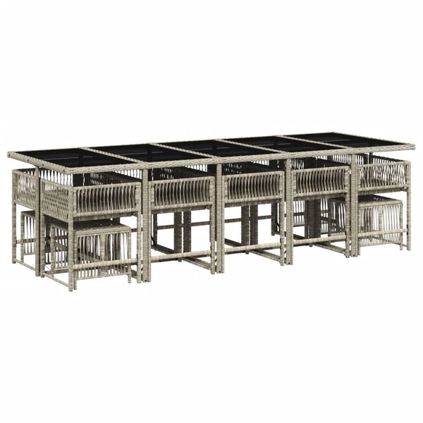 vidaXL 15-dielna z&aacute;hr.jed&aacute;len. s&uacute;prava s vank&uacute;&scaron;mi svetlosiv&aacute; polyratan