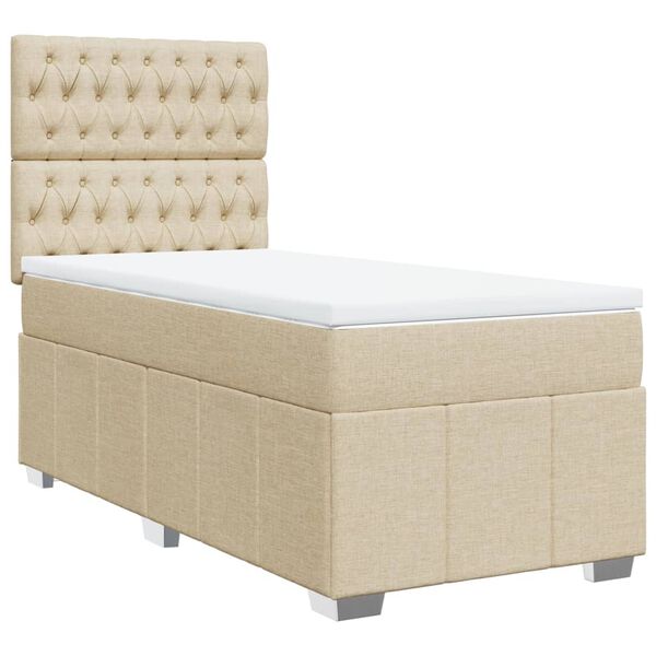 vidaXL Posteľn&yacute; r&aacute;m boxspring s matracom kr&eacute;mov&yacute; 90x190 cm l&aacute;tka