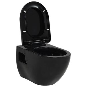 vidaXL Z&aacute;vesn&eacute; WC, keramick&eacute;, čierne