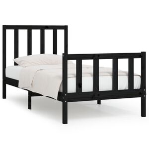 vidaXL Posteľn&yacute; r&aacute;m čierny dreven&yacute; mas&iacute;v 75x190cm mal&eacute; jednol&ocirc;žko