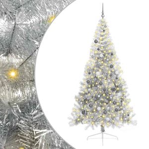 vidaXL Umel&yacute; predsvieten&yacute; vianočn&yacute; stromček Strieborn&aacute; 240 cm PET