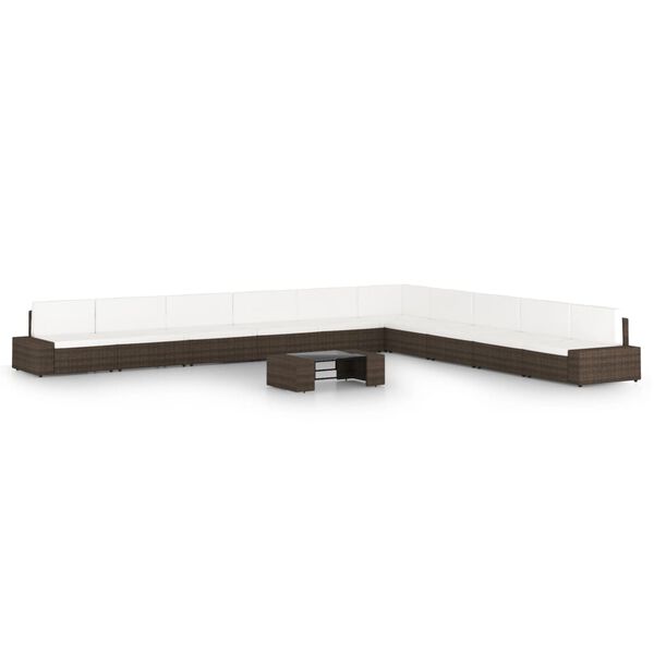 vidaXL 11-dielna z&aacute;hradn&aacute; sedacia s&uacute;prava s podu&scaron;kami polyratan hned&aacute;