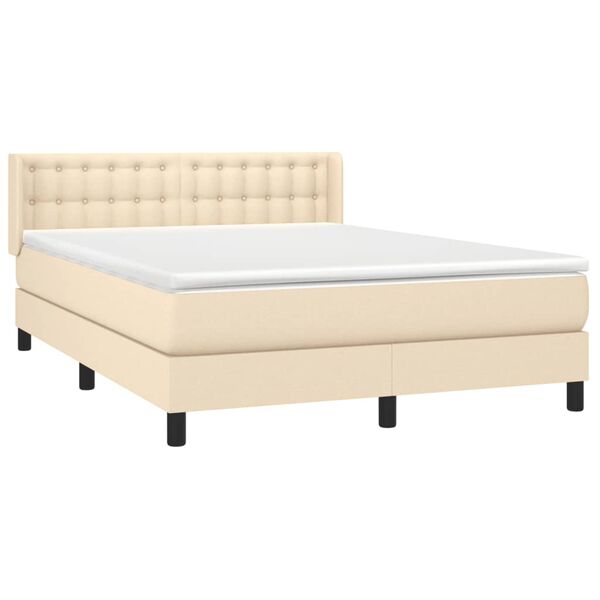 vidaXL Boxspring posteľ s matracom kr&eacute;mov&yacute; 140x190 cm l&aacute;tka