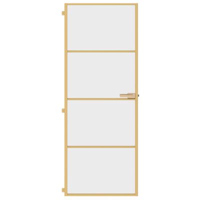 vidaXL Vnútorné dvere tenké zlaté 76x201,5 cm tvrdené sklo a hliník
