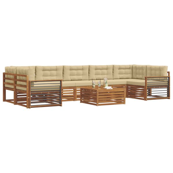 vidaXL Z&aacute;hradn&aacute; s&uacute;prava gaučov s vank&uacute;&scaron;om 8 pcs Pr&iacute;rodn&aacute; a b&eacute;žov&aacute;