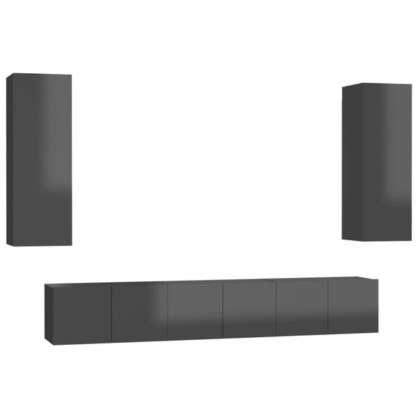 vidaXL 5-dielna súprava TV skriniek lesklá sivá drevotrieska