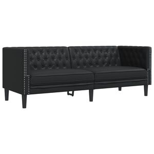 VidaXL Pohovka chesterfield 3-miestna čierna umel&aacute; koža