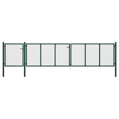 vidaXL Záhradná brána, oceľ 500x100 cm, zelená