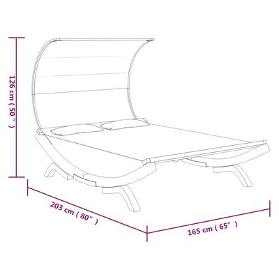 vidaXL Vonkajšia posteľ+strieška 165x203x126 cm, ohýbaný masív, sivá
