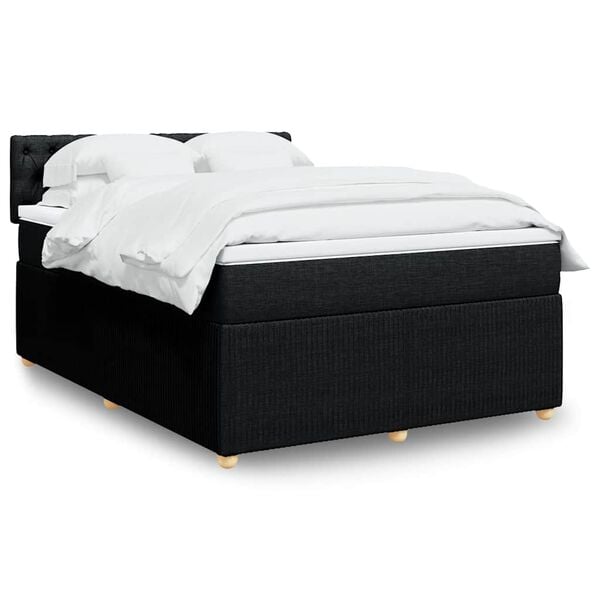 vidaXL Posteľn&yacute; r&aacute;m boxspring s matracom čierny 160x200 cm l&aacute;tka