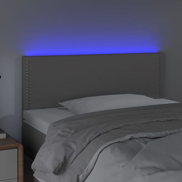 vidaXL Čelo postele s LED siv&eacute; 80x5x78/88 cm umel&aacute; koža