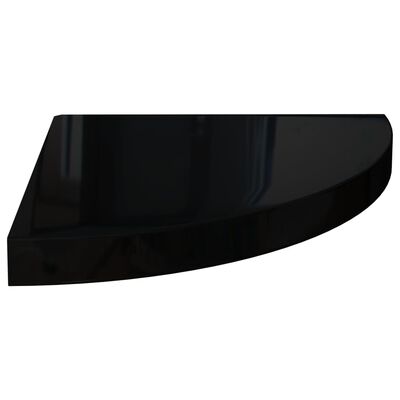 vidaXL Plávajúce rohové police 2 ks, lesklé čierne 35x35x3,8 cm, MDF