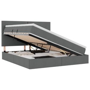 vidaXL Postel s &uacute;ložn&yacute;m prostorem a LED svetlom Tmavo &scaron;ed&aacute; Polyester