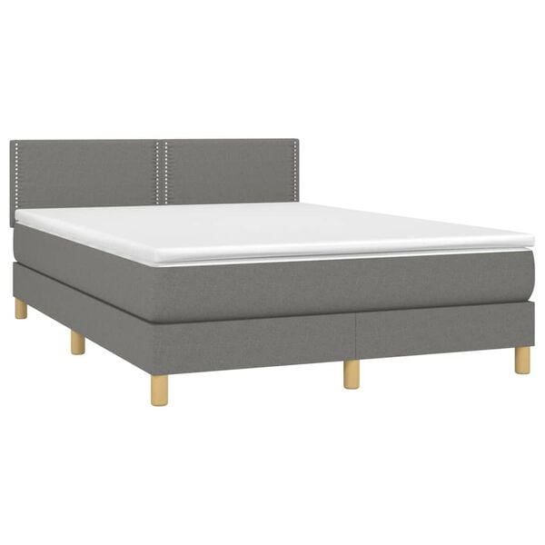 vidaXL Boxspring posteľ s matracom tmavosiv&aacute; 140x200 cm l&aacute;tka