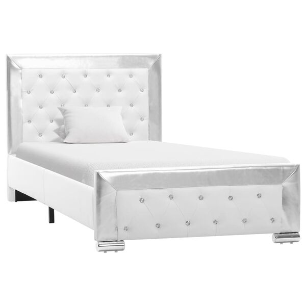 vidaXL Posteľný rám, biely, umelá koža 90x200 cm