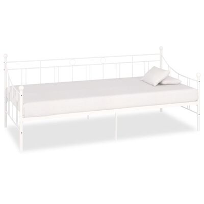 vidaXL Rám dennej postele biely kovový 90x200 cm