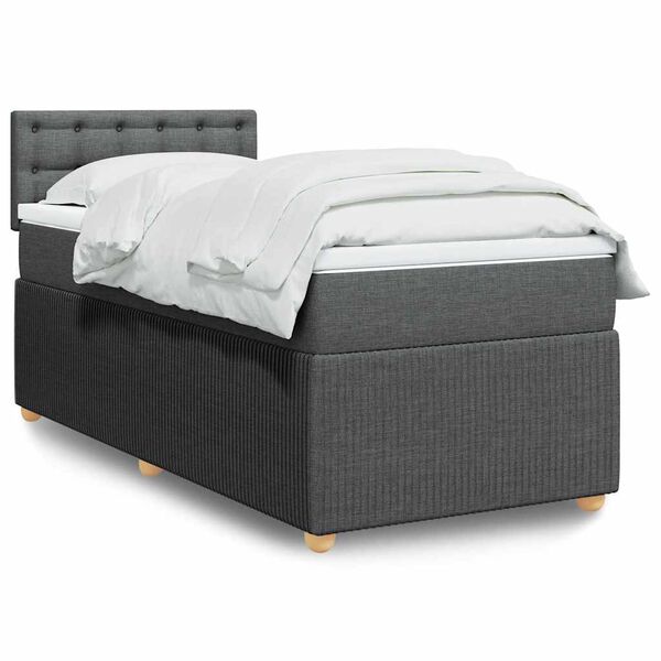 vidaXL Boxspring posteľ s matracom tmavosiv&aacute; 100x200 cm l&aacute;tka