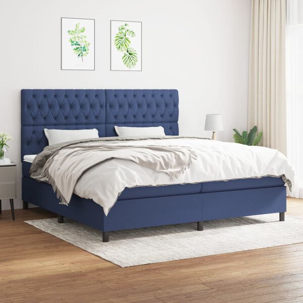 vidaXL Boxspring posteľ s matracom modr&aacute; 200x200 cm l&aacute;tka