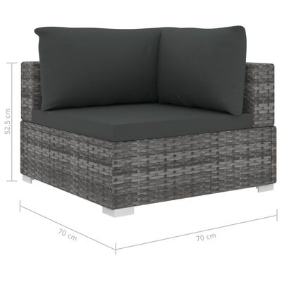 vidaXL 13-dielna záhradná sedacia súprava + podložky, polyratan, sivá