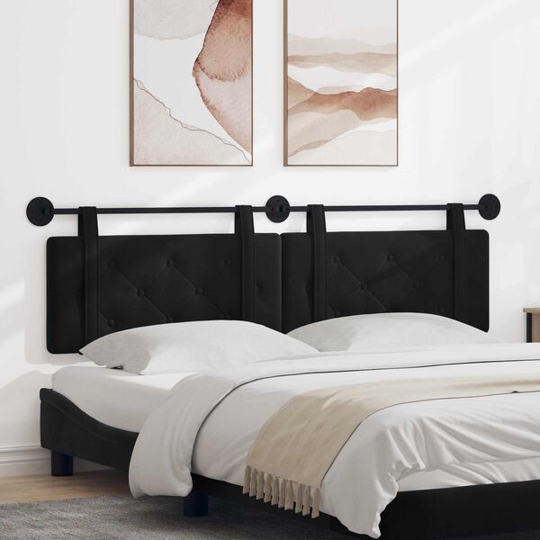 vidaXL Z&aacute;vesn&aacute; Čel&aacute; N&aacute;stenn&yacute; Čierny 170 x 55 x 5 cm Zamat